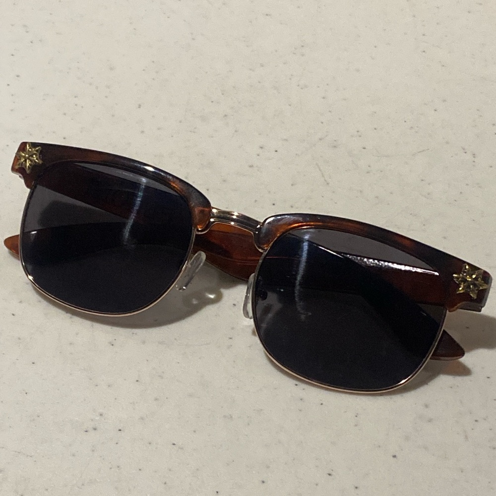 Chrome Hearts Tortoiseshell Sunglasses with Gold Star Accents